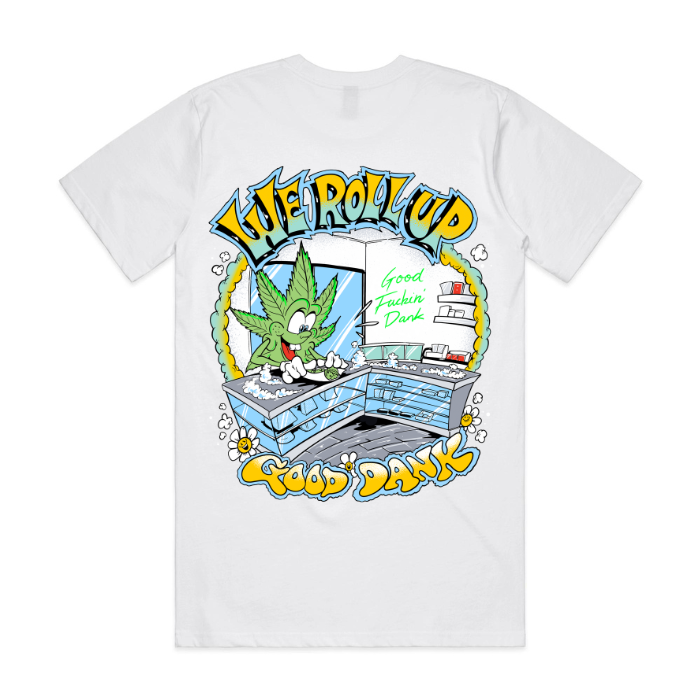 We Roll Up x Good Dank Co. I White Heavy Weight Tee