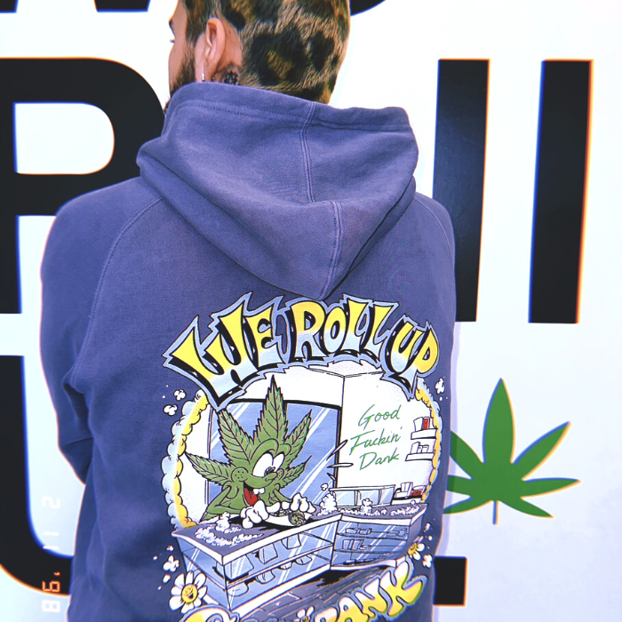 Blue Hoodie We Roll Up x Good Dank Co.