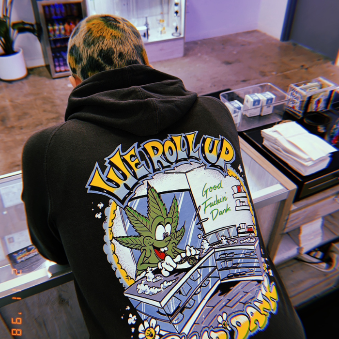 Black Hoodie We Roll Up x Good Dank Co.